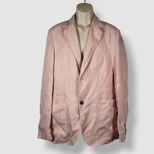 Canali Men's Pink Linen Garment Dyed Two-Button Sport Coat Jacket Size 52