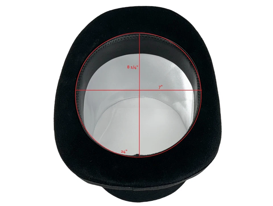 Top Hat With Round Concho Leather Hat Band Vintage Wool Victorian Mad Hatter - Image 4 of 4