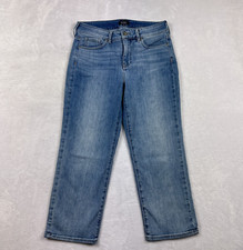 NYDJ Jeans Womens 8 Blue Cotton Blend Capri Lift X Tuck Technology Comfort