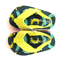 Cat Jack Toddler Boys Green Alligator Shawn Flip Flop Sandals S 5/6 NWT