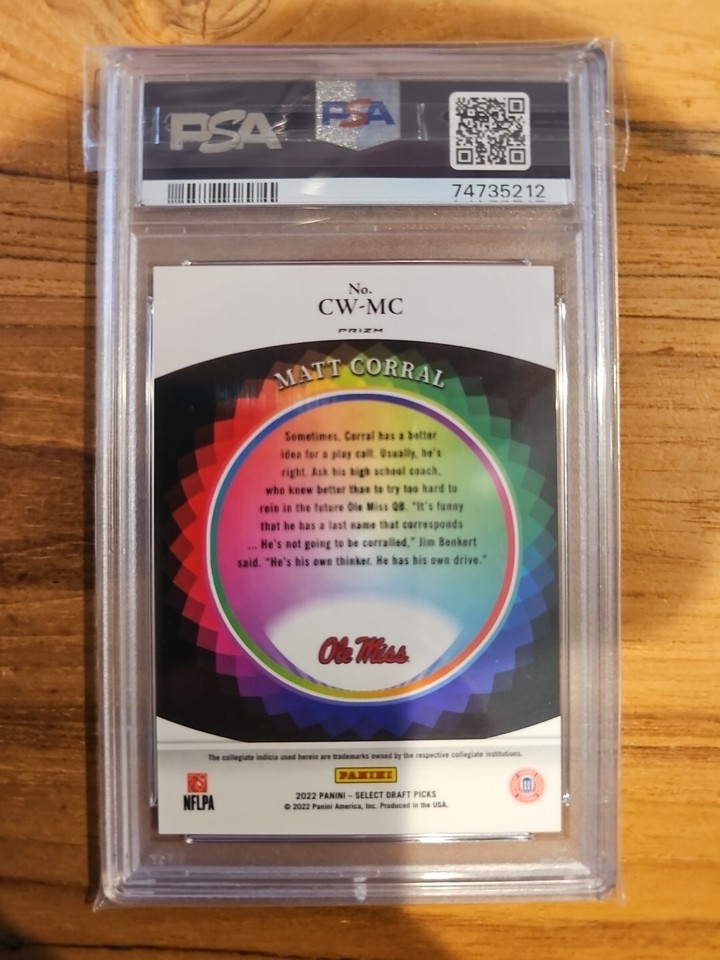 2022 Panini Select Draft Picks Rookie Color Wheel CWMC Matt Corral RC