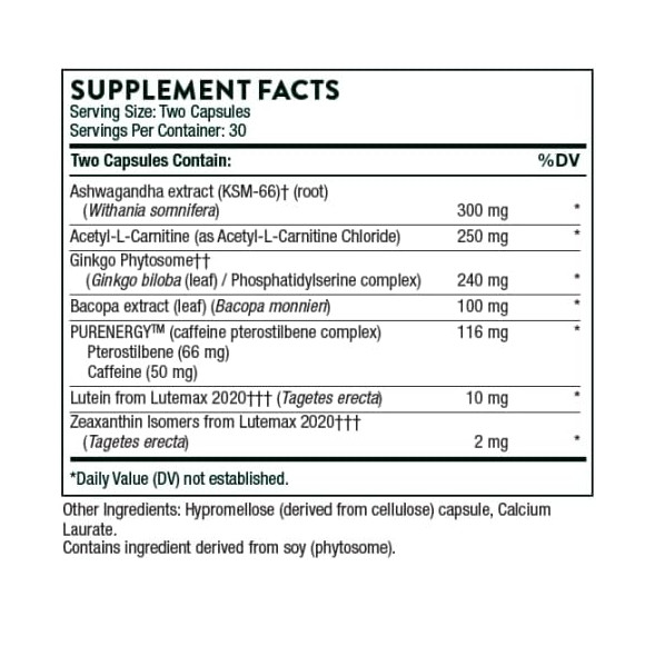 Thorne Memoractiv 60 Capsules Nootropic Brain Supplement for Focus, Creativity