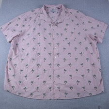 Oak Hill Shirt Mens 5XL Cool  Dry Palm Tree Pocket Button Up Pink Short Sleeve
