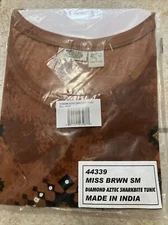 Vintage Collections Etc Women’s Brown Aztec Geometric Sharkbite Tunic Small