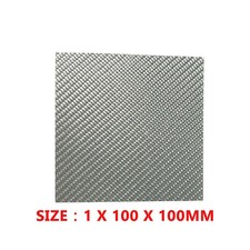 Silver Real Carbon Fiber Gloss Sheet Panel Plate Plain 1mm x 100mm x 100mm