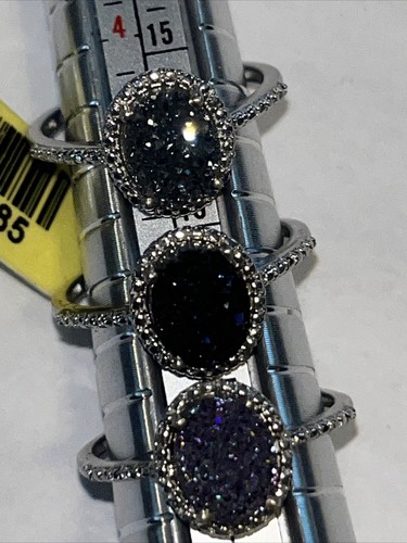 Cuatro anillos cada uno hecho de varios colores de gemas brillantes halo de ley talla 8 - Imagen 16 de 22