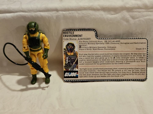 VINTAGE GI JOE AIRTIGHT V1 1985 HASBRO ARAH 1980'S FILECARD 99%COMPLETE