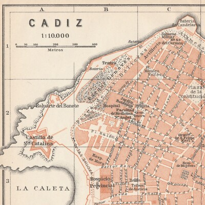 #ad Cádiz Spain Original Map 1913 City Plan Reino de España Cádiz mapa 1913 $15.50