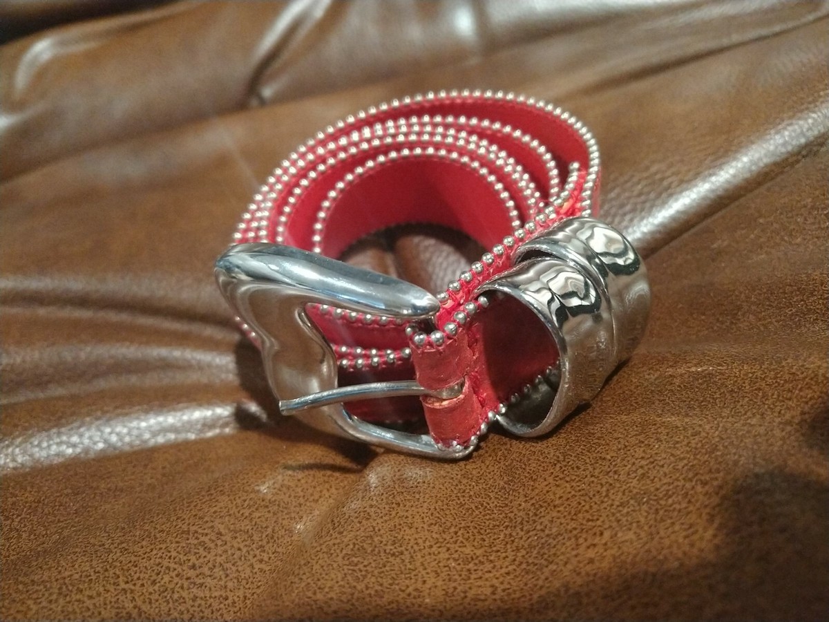 Refil Accessories Womens Vintage 90s Sequin Beaded Belt Size S/M Red Sparkle Y2K Sequins Stretch Belts With Metal Interlocking Buckle for  main image 3