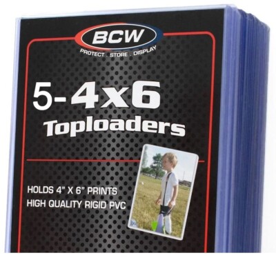5 BCW 4x6 Toploaders & 5 Inner Soft Sleeves Rigid Card Photo Storage Premium