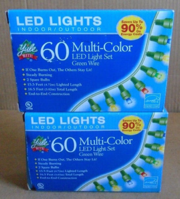 Yule Rite Multi Color LED Light Set Green Wire 2-Boxes