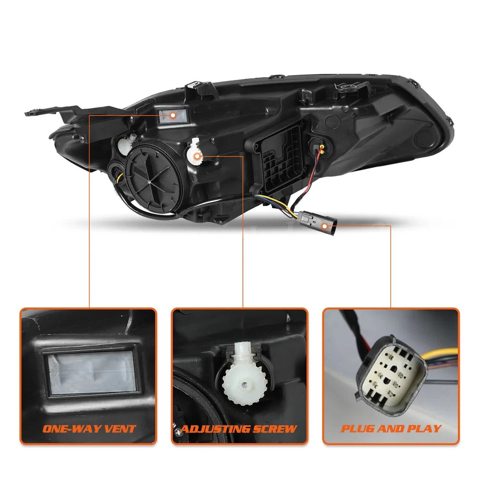 For 2016-2018 Chevrolet Chevy Malibu Black Projector Headlights Assembly Pair - Imagem 3 de 4