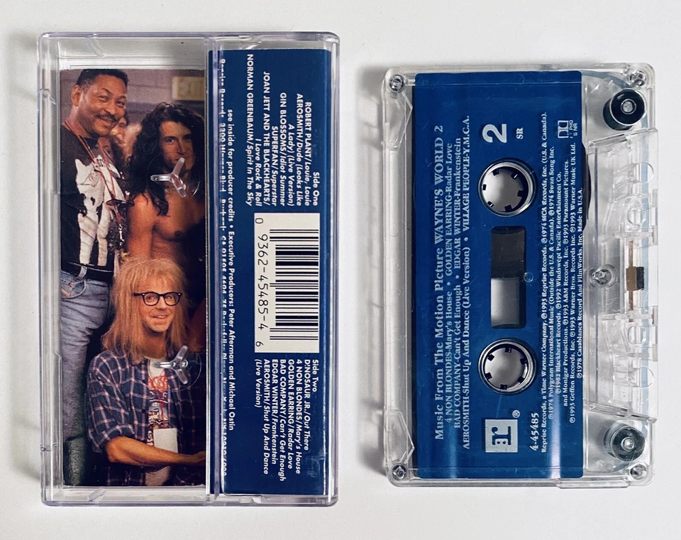 Waynes World 2 Soundtrack Cassette Tape Gold PROMO Stamp 1993 Hard Rock TESTED - Image 2 of 2
