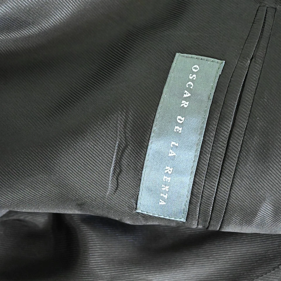 Chaqueta Blazer Abrigo Deportivo Oscar de la Renta 44L Marrón Lana Cachemira Franela Foto 4 de 4