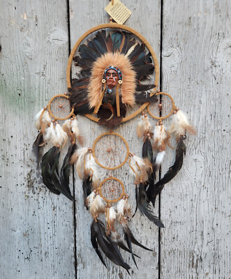 dc-head 22 / Traumfänger mit Indianerkopf , ca. 70 cm lang dreamcatcher Indian
