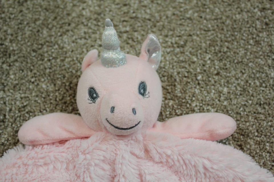 Trend Lab Pink White Shimmer Unicorn Security Blanket Lovey Plush Baby Girl RARE - Image 2 of 4