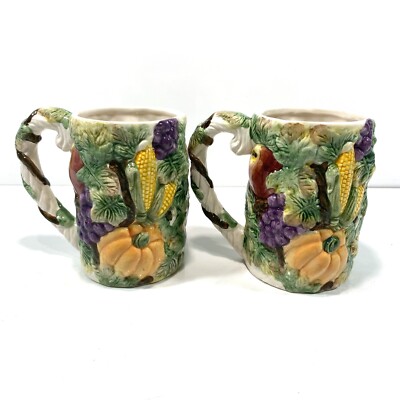 Fitz & Floyd Mug 1993 Harvest Bounty Fall Autumn Cornucopia Thanksgiving Set