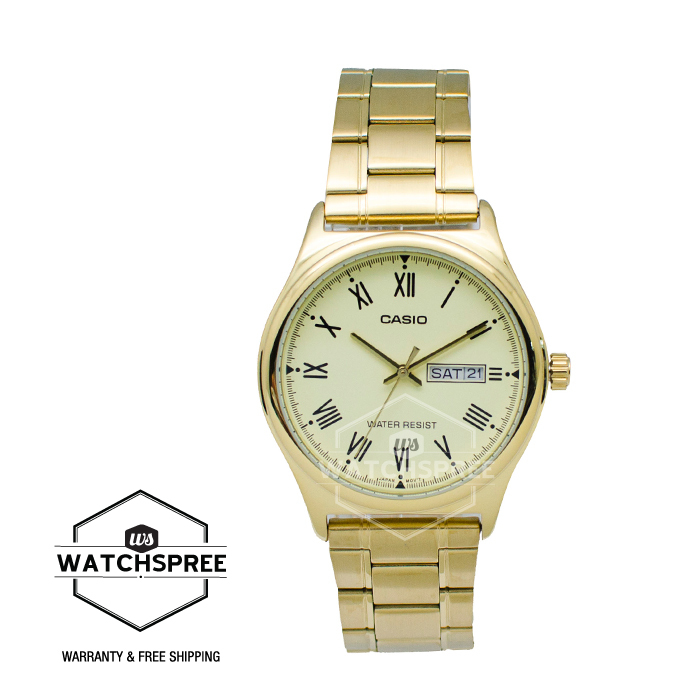 Casio Men's Analog Gold Tone Stainless Steel Band Watch MTPV006G