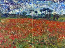 Art Vincent van Gogh Poppy Field Ceramic Mural Backsplash Bath Tile 2336