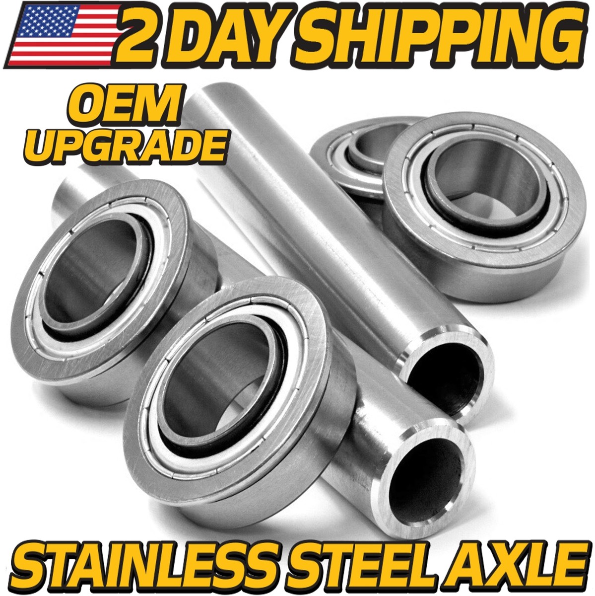 2 Kits) Stainless Steel Axle & Bearing Upgrade for Ariens Gravely