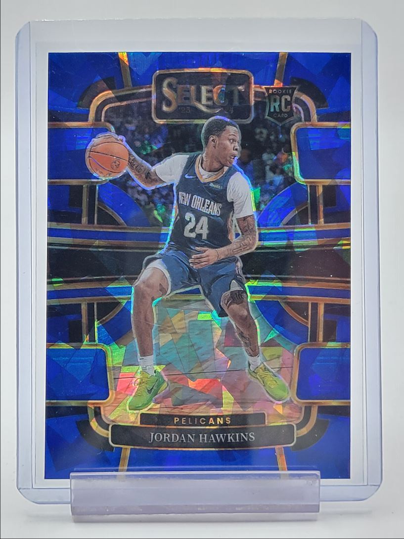 JORDAN HAWKINS 2023-24 SELECT CONCOURSE ROOKIE BLUE CRACKED ICE PRIZM Q2794
