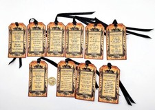 10-Halloween-Vintage-Fortune Teller-Gypsy-Linen Cardstock-Gift-Hang-Tags