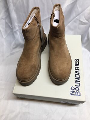 No Boundaries Lug Sole Ankle Boots Size 8 Womens Fur Lined