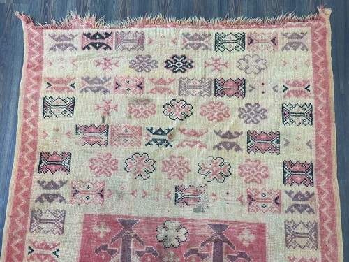 Vintage Soft Wool Rug,Moroccan Berber Runner Rug,Geometric Ivory Carpet 5x9 ft - Picture 6 of 13