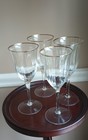 4 Vintage Gold Rimmed Ribbed White Wine Glasses Circa 1970's 8" High EUC — photo 1