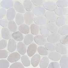 Snow White Sliced Pebble Mosaic Wall  Floor Tile  10.17/SqFt 