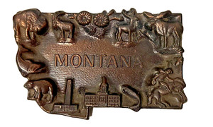 Montana Vintage Souvenir Metal Ashtray - Copper Colored - Light Weight - NIce