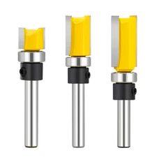 3Pcs Top Bearing Flush Trim Router Bits 1/4'' Shank Straight Milling Cutter