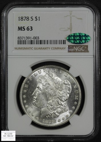 1878 S Morgan Silver Dollar $1 NGC MS 63 CAC