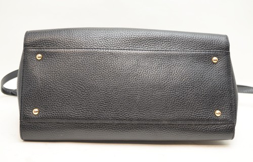 Lauren Ralph Lauren - Darwin Tumbled Pebble Grain Black Leather Satchel Purse - Picture 7 of 15