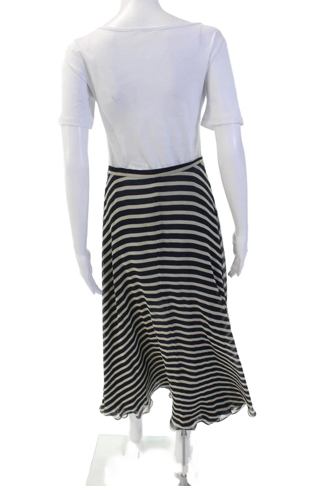 Ralph Lauren Womens Silk Sheer Long Striped Print Maxi Skirt Blue Size 8 - Image 4 of 4