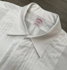 Brooks Brothers Tuxedo Shirt Mens 17-33 Madison White Bib Pleated French Cuff