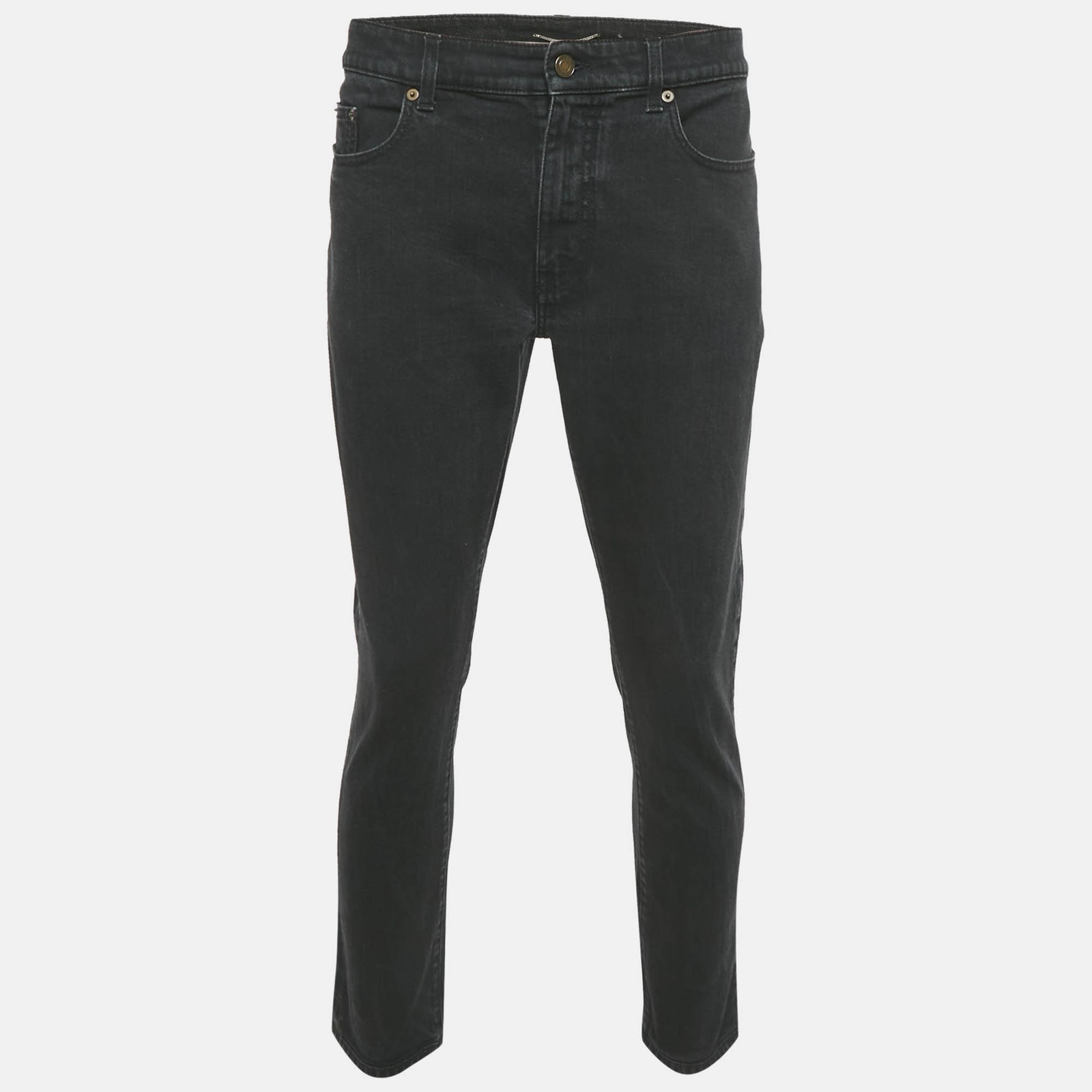 Jeans Saint Laurent nero denim lavato vita bassa XL vita 39"
