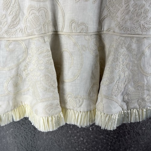 Alexis Embroidered Ivory 100% Linen Mini Dress W/Raffia Trim Sz S $650 Org Beach - Picture 7 of 13