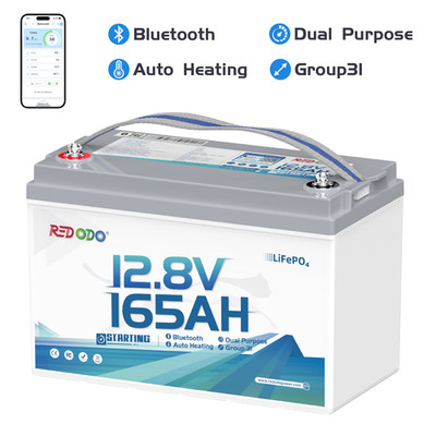 Redodo 12V 165Ah LiFePO4 Dual-Purpose Battery Crank &Deep Cycle 2112Wh of Energy
