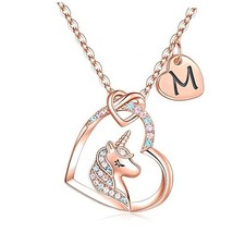 Stocking Stuffers for Teen Girls Kids - Colorful CZ Heart Pendant Rose Gold M