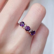 2Ct Round Cut Lab Created Purple Amethyst Engagement Ring 14K Rose Gold Plated