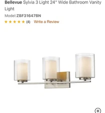 BEST PRICE! Bellevue ZBF31647 BN Sylvia 3 Light 24"W Vanity Light Brushed Nickel