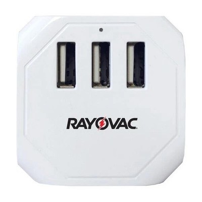 RAYOVAC SS-Q303 3-AC Outlet and 3-USB Port Portable Power Strip and Charger Wall