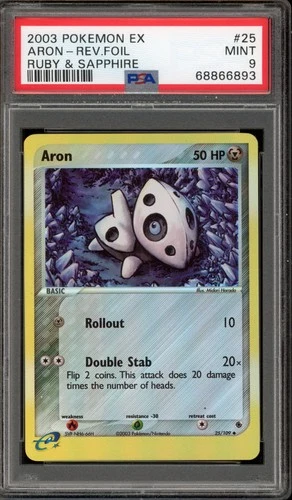 Pokemon Aron EX Ruby & Sapphire Reverse Holo #25 PSA 9 Mint