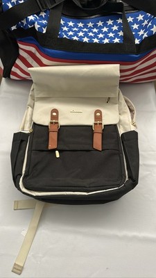 LOVEVOOK Travel Backpack Cream Black Buckle Carry On School Laptop Bag