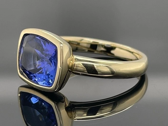 RING GR.17 (CA.53) AUS 585/-GELBGOLD MIT TANSANIT AAA FACETTENREICH  SCHMUCKJAGD - Bild 2 von 3