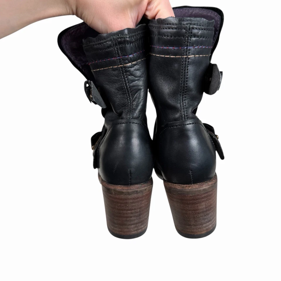 Taos Women's Tombat Black Leather Strappy Heeled Ankle Boots Size 36 EU/5-5.5 US - Image 4 of 4