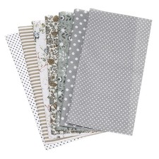 7Pcs, 10 x 10 Inch Cotton Fabric Bundles Precut Fabric Squares Grey