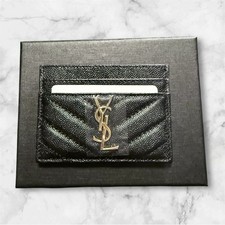 YSL Monogram Card Case Black Grained Leather  Pre-owned  Great Condition