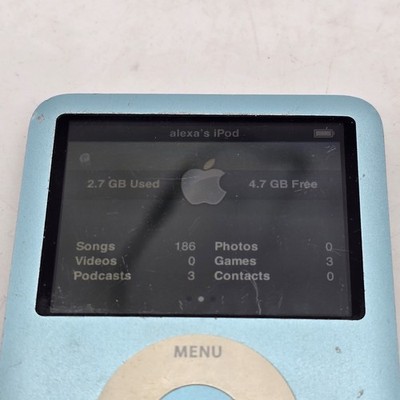 Apple iPod Nano 3rd Generation A1236 Light Blue 8GB Tested Works